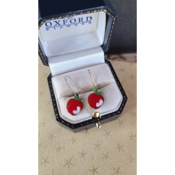 Enamel Apple Dangling Earrings - Picture 5 of 10